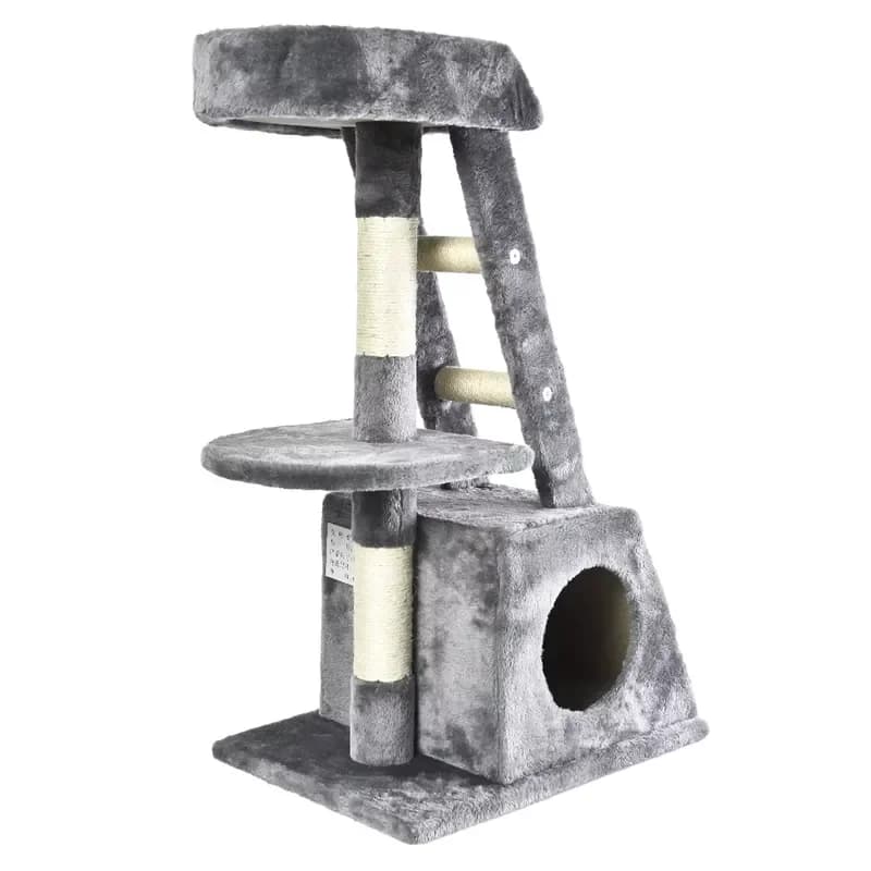 Wholesale Cheap Sisal Post Tree Palm Cat Step Ladder Scratching Post Wood Tower Condo Multilevel House Cat Tree With Hammock