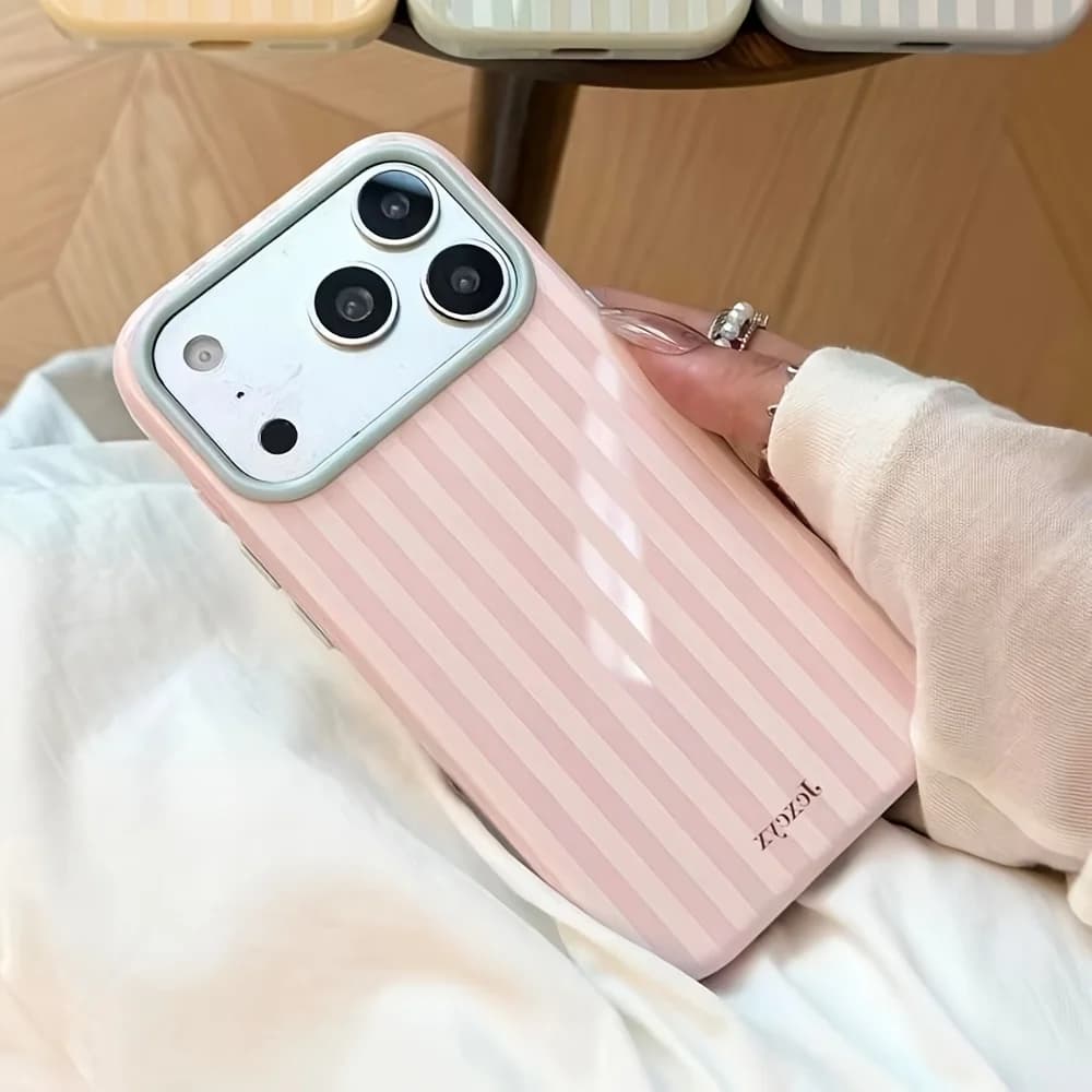 Luxury Korean Fashion Stripes Candy Color Soft TPU Phone Case for iPhone 17 16 15 14 13 12 Pro Max 16E Shockproof Silicone Cover