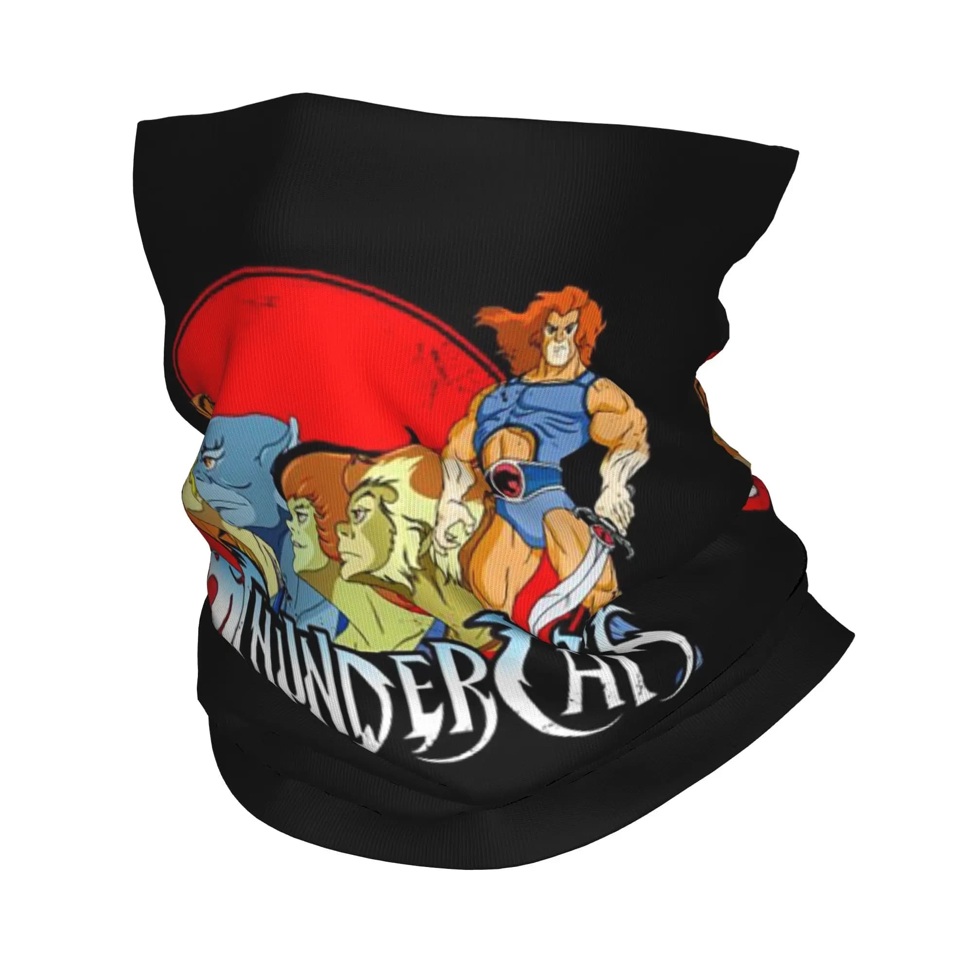 Vintage band with animated cat print Thundercats, multifunction scarf, face mask, unisex, for adults