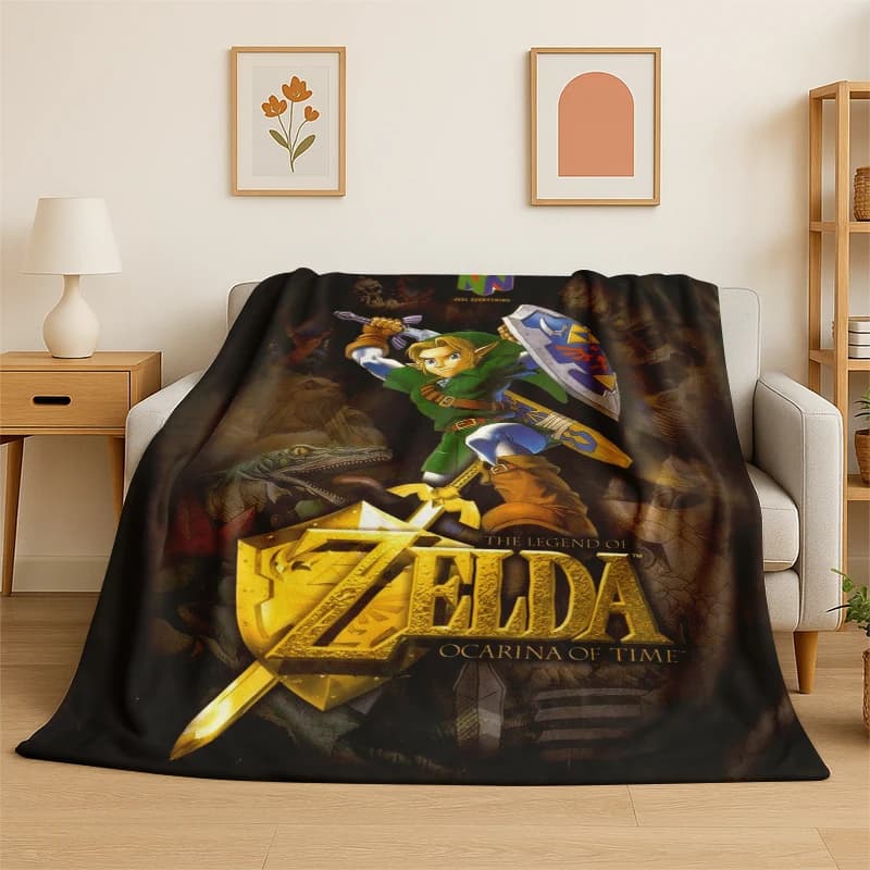 Coperta in flanella con stampa classica del gioco Zelda e Link, morbida e calda, ideale per camera da letto, soggiorno, letto, viaggi, campeggio, picnic