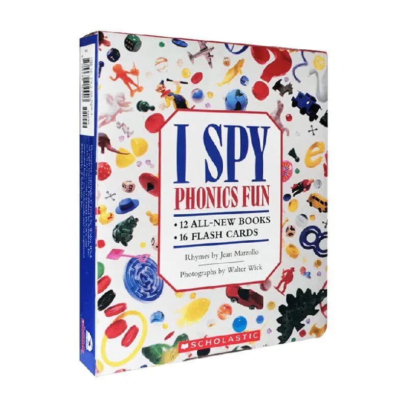 Set di 12 libri e 16 carte, I Spy Phonics Fun, Libri per bambini dai 3 4 5 6 anni, Libri per l'apprendimento della fonetica delle parole in inglese, 9780545652612