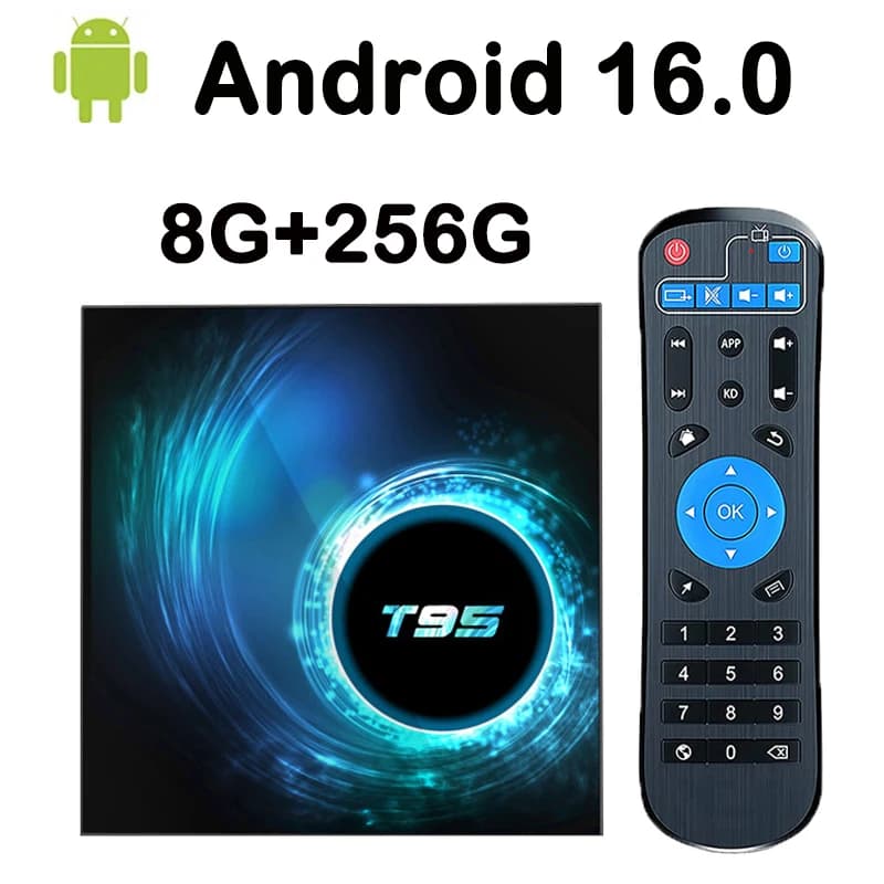 T95 Android TV Box 4K Ultra HD Android16.0 Smart TV Box Media player WiFi Support YouTube Netflix Set Top Box for Home Streaming