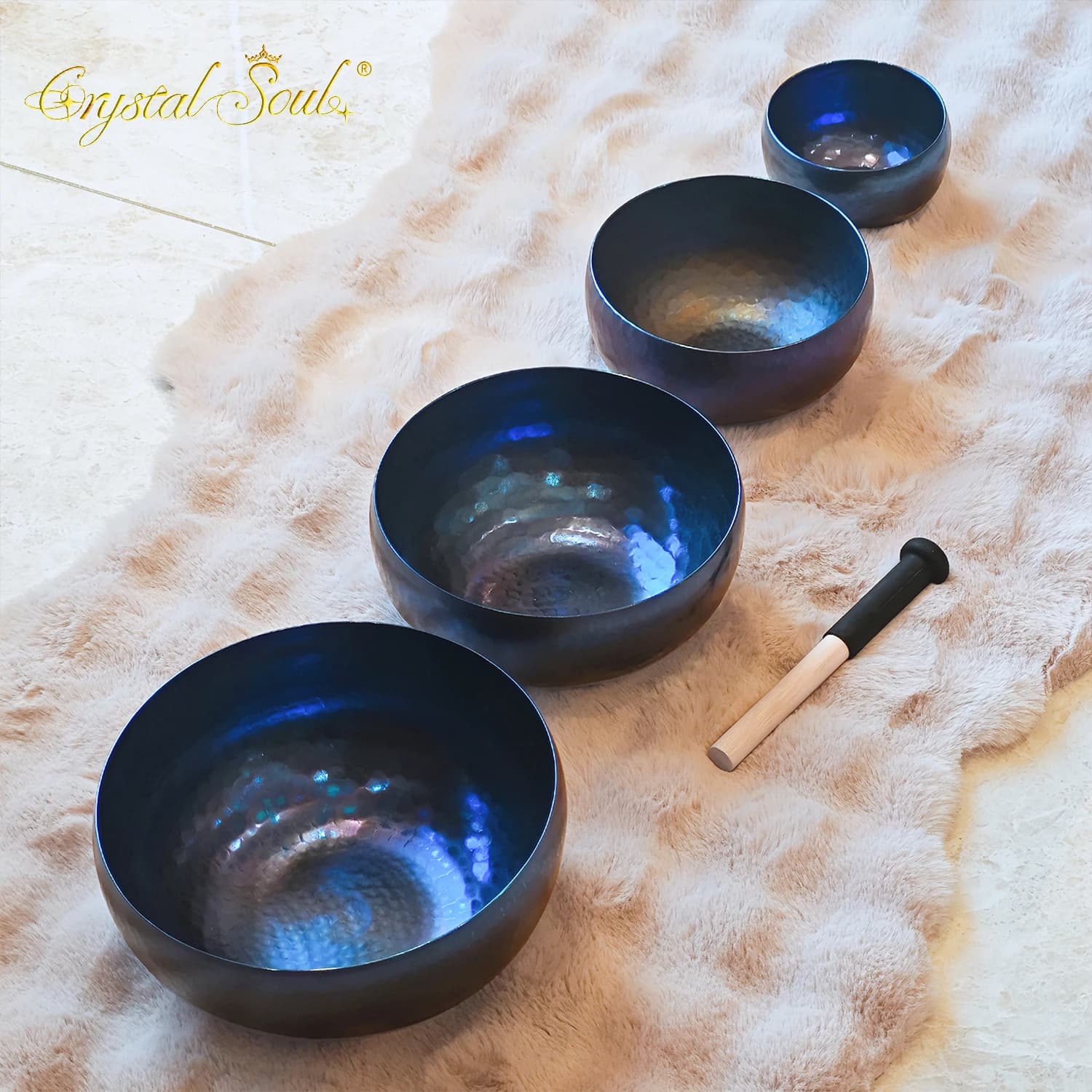 Crystal Soul 14cm 20cm 24cm 28cm High End Titanium Singing Bowl Meditation Healing Instruments Powerful Sound Ti Bowls