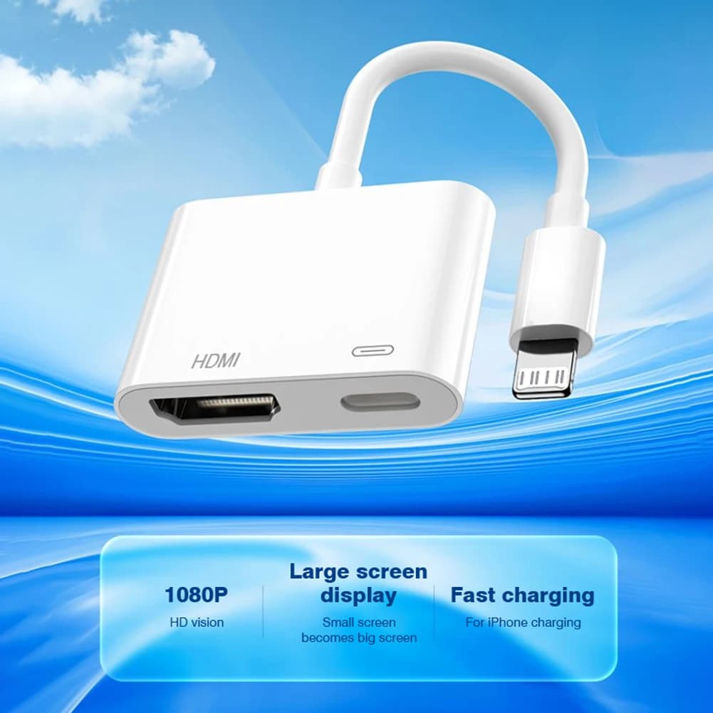 Adattatore da Lightning a HDMI con Porta di Ricarica per iPhone 14 13 12 11 XS, Sincronizzazione Schermo Digitale AV 1080P per HDTV, Proiettore, Monitor