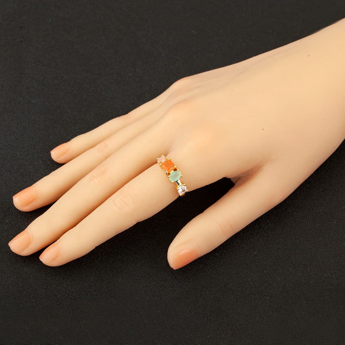 Anello Aperto Elegante con Zirconi Scintillanti Nidin, Regolabile per Donne, Gioiello da Dito di Lusso Leggero per Matrimoni e Feste, Idea Regalo