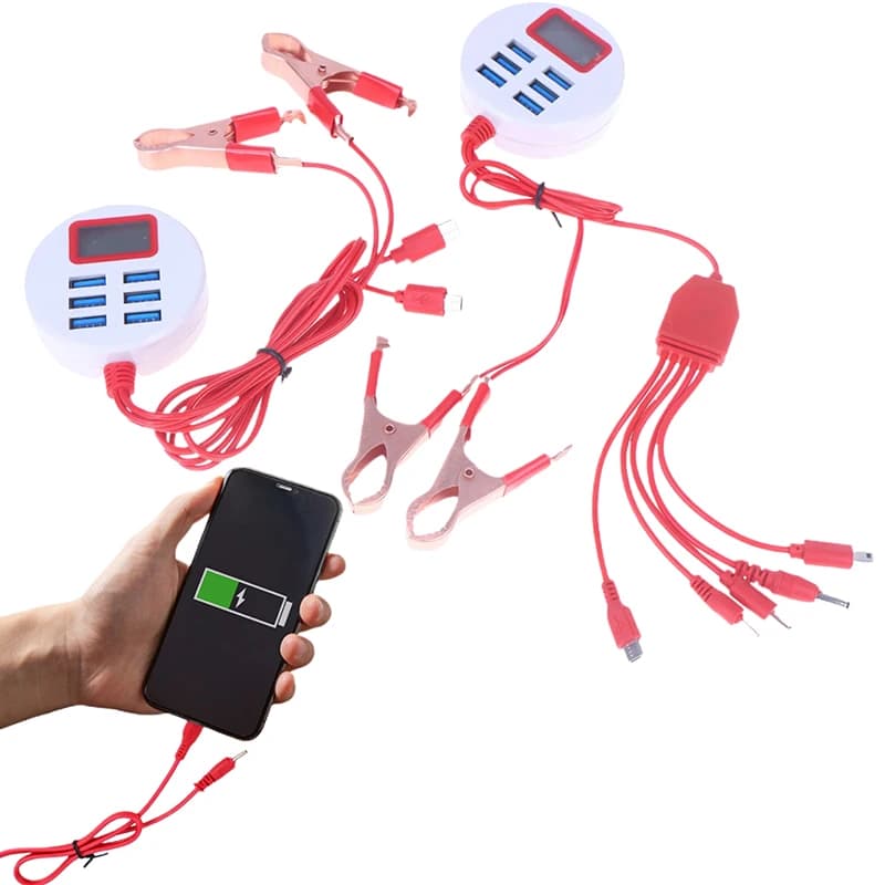 Convertitore di alimentazione USB multifunzionale da 1 a 2/5 5 V con 6 porte USB, display LCD e caricabatteria da 1 A