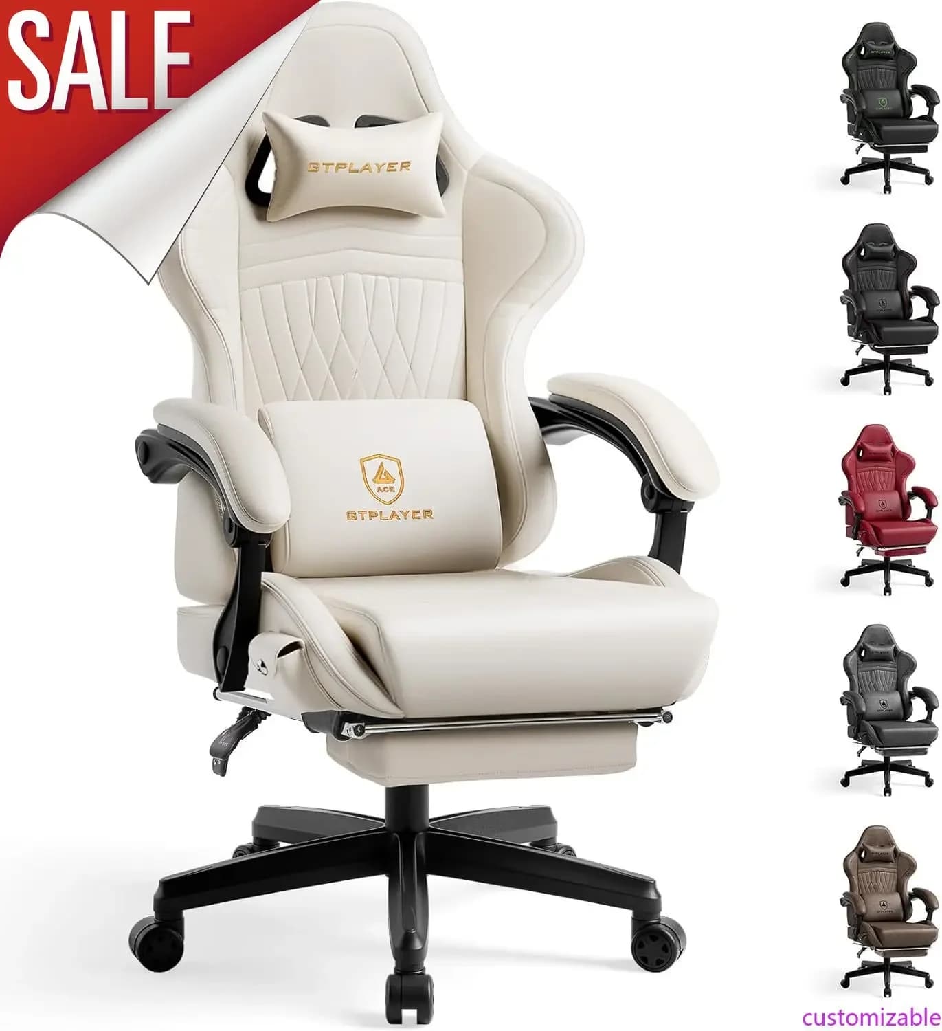 Sedia da Gaming Personalizzabile con Altoparlanti, Sedie da Videogiochi con Poggiapiedi, Sedie da Gamer per Adulti - Schienale Alto Imbottito Ergonomico
