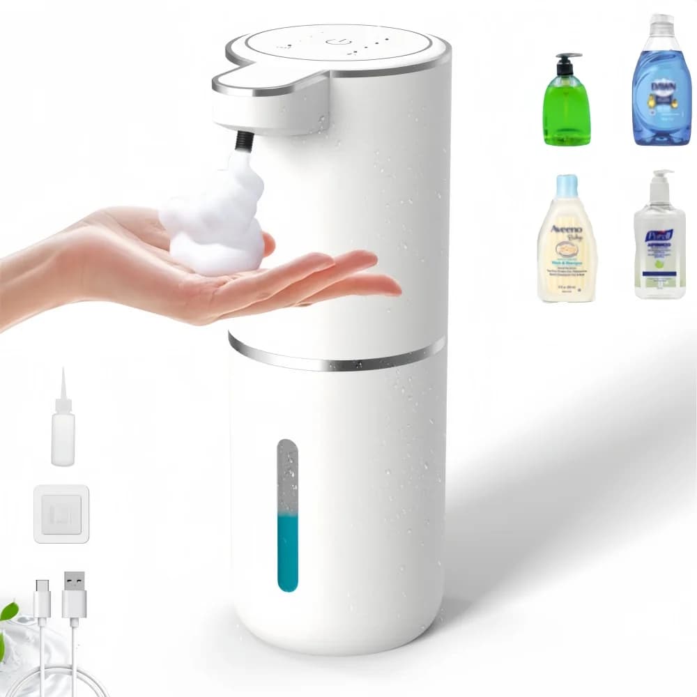 Macchina per schiuma dispenser di sapone ricaricabile per disinfettante per le mani verticale montata a parete senza contatto con rilevamento dell'energia domestica