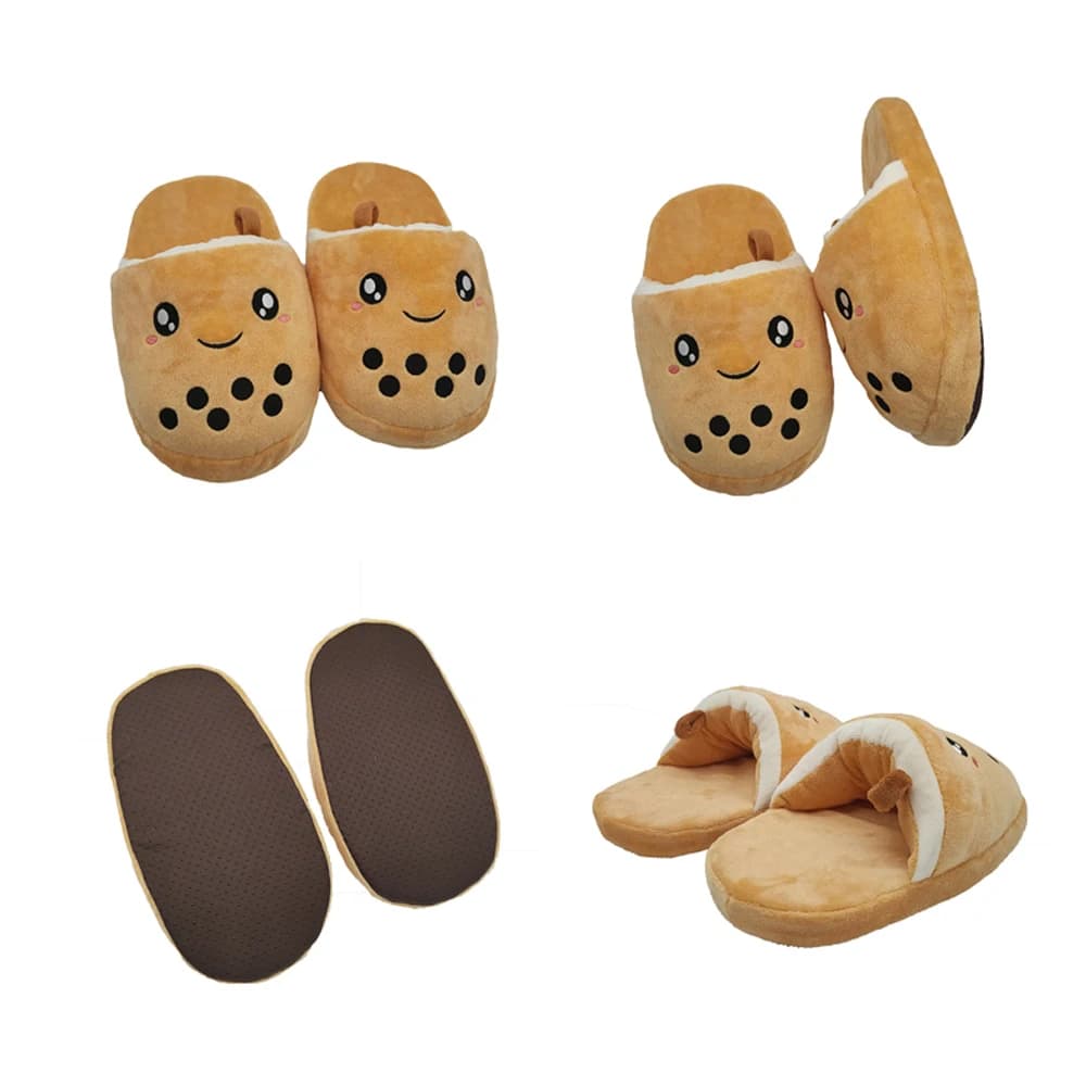 Divertente autunno inverno cotone bolla pantofola da tè morbido carino pigro Boba pantofole da interno Lucifero gatto cucciolo casa scarpe di cotone peluche