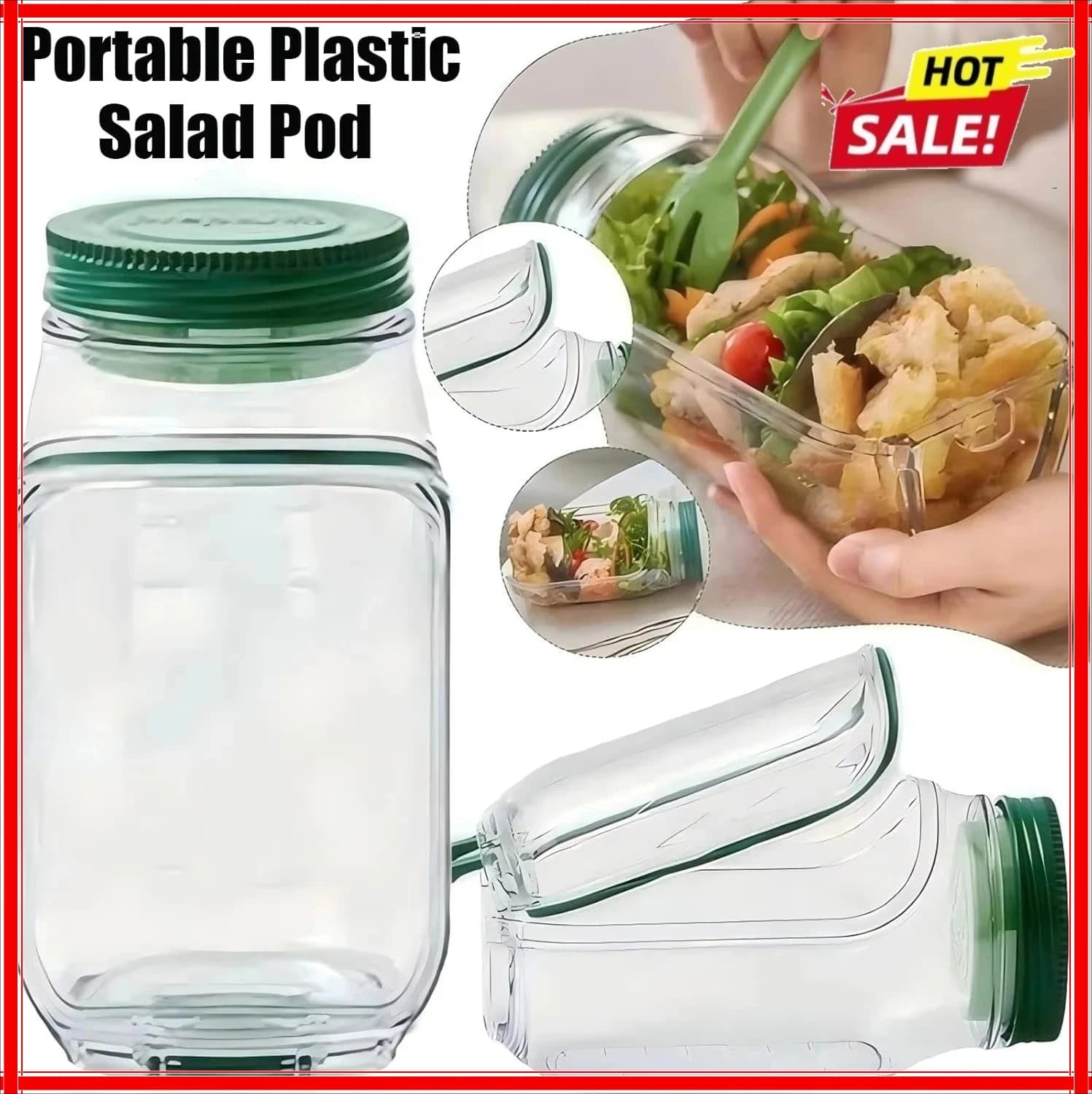 Contenitore Portatile in Plastica per Insalata Tutto-in-Uno con Contenitore per Avena a Prova di Perdite, Riutilizzabile, Mantiene Fresco, Ciotola per Insalata, Preparazione Pasti