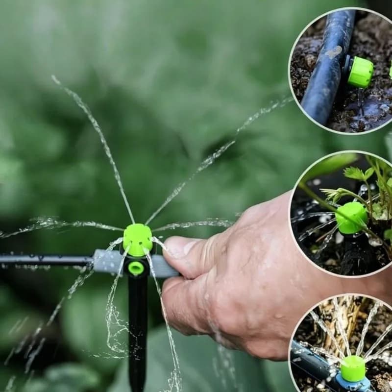 27 pcs Garden Drip Irrigation Heads, Potted Plant Drip System, Independent Switch Valve, Green 8-Hole Design