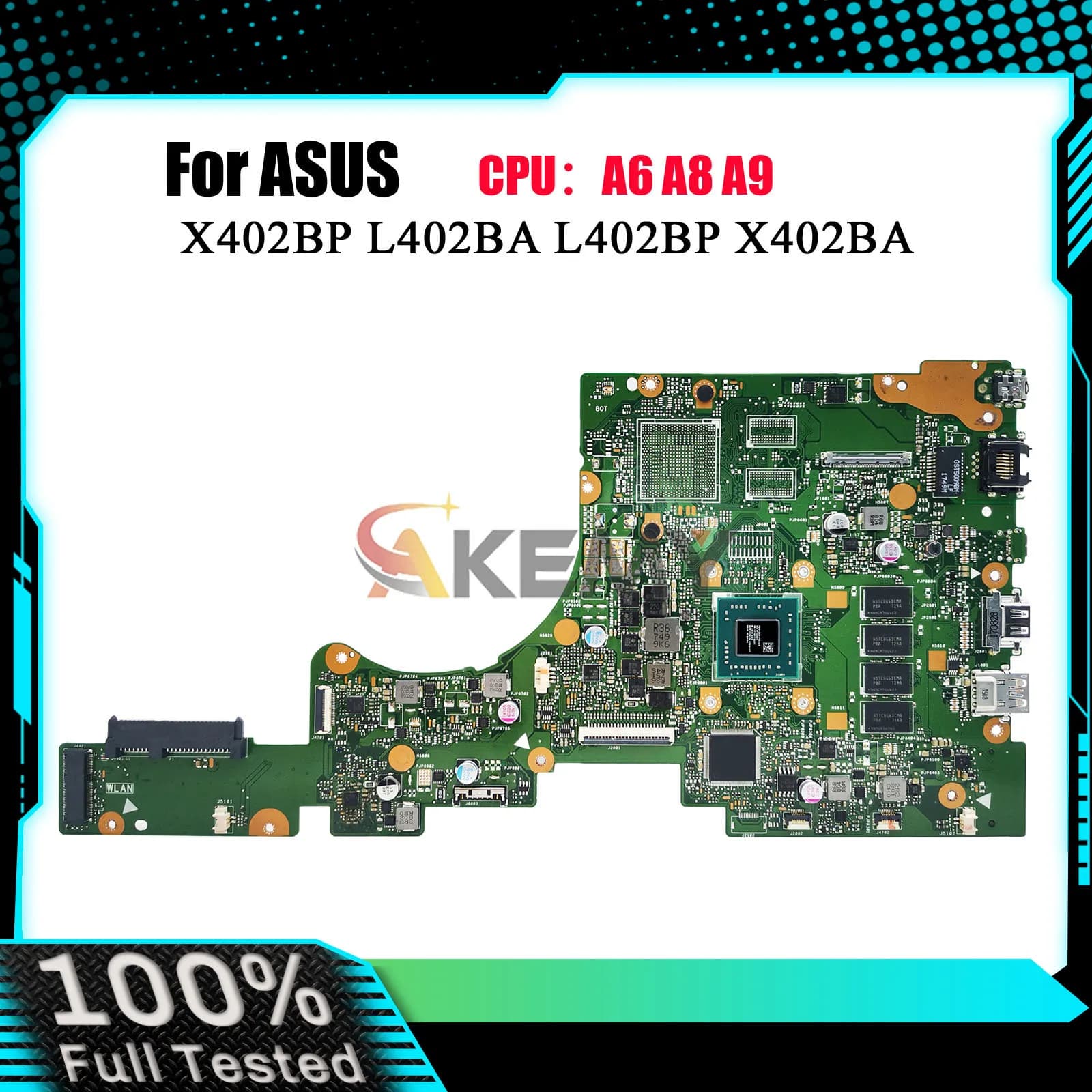 E402BA Laptop Motherboard For ASUS EeeBook E402BA E402BP L402BA X402BA L402BP X402BP E402B Mainboard With A6 A8 A9 CPU tests OK