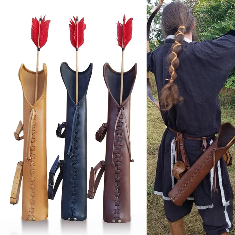 Steampunk Medieval Vintage Leather Waist Belt Archery Quiver Arrow Holder Bow Shooting Hunting Quiver Cosplay Props