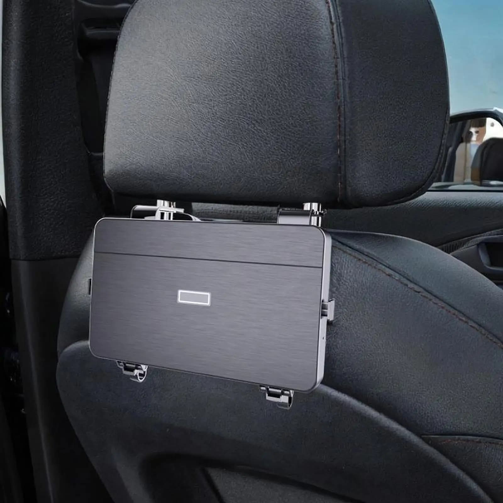 Universal Car Backseat Foldable Tray Adjustable Food Desk ABS Organizer with Cup Holder and Hook for Family Trips