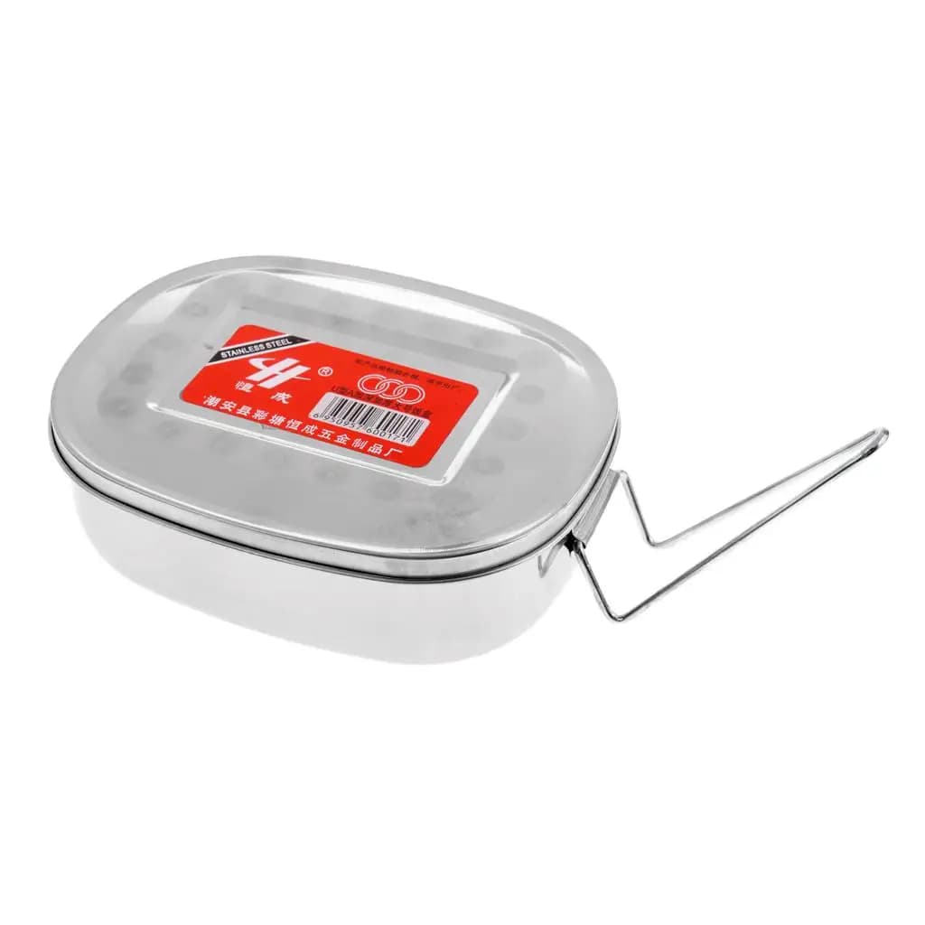 Stainless Steel Airtight Food Container Folding Handled Lunch Box Square Bento for Outdoor Picnic Office School