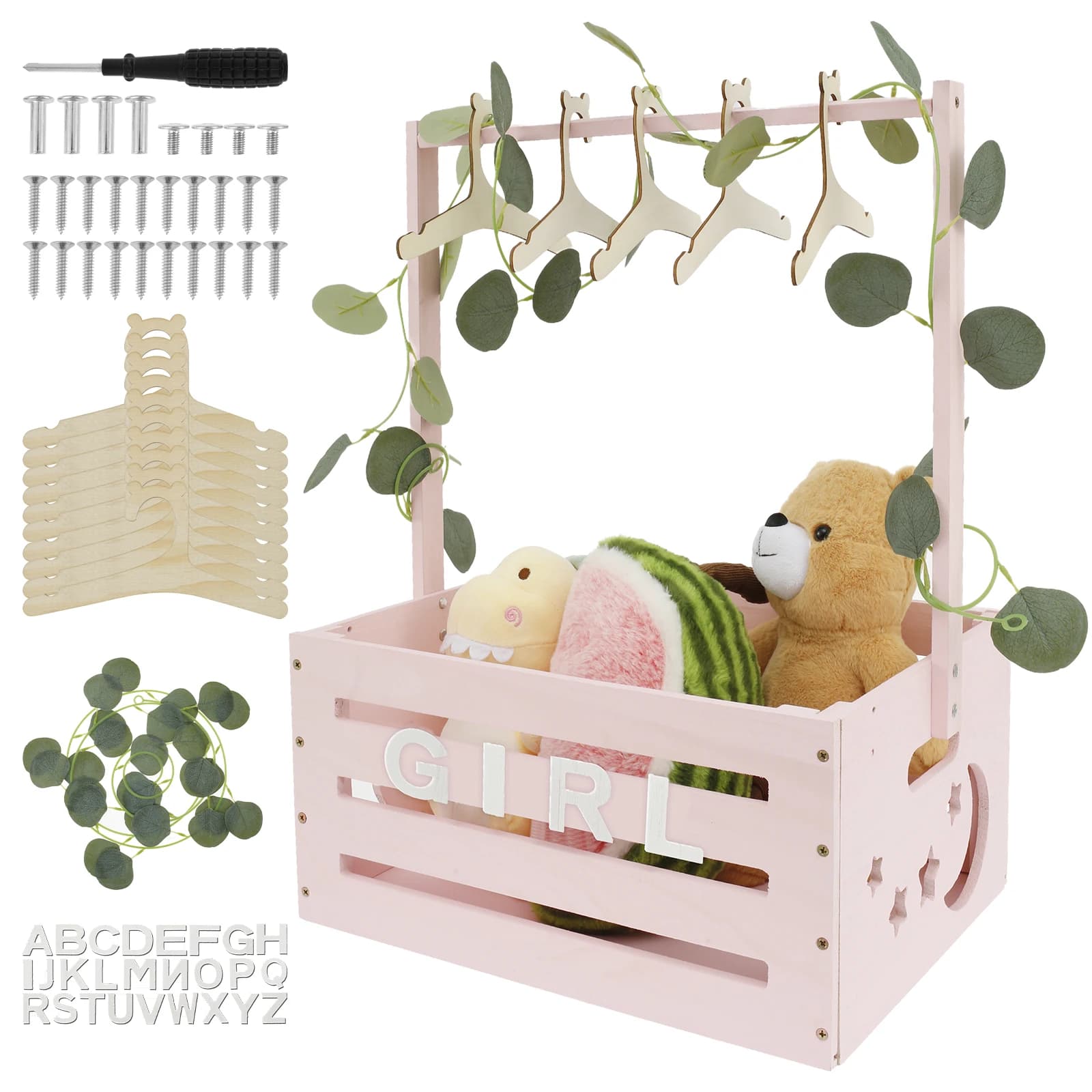 Cestino portaoggetti per baby shower in legno Cestino portaoggetti portatile per neonato Cestino portaoggetti decorativo per bambini con manico per ragazzi e ragazze Nuovo genitore