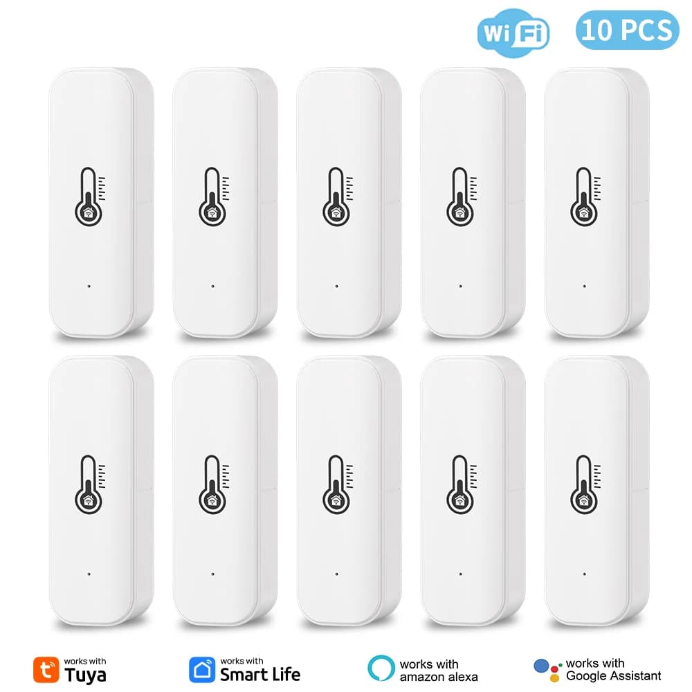 1~10PCS Tuya WiFi Temperature and Humidity Sensor Remote Monitor For Smart Home Work with Alexa Google Assistant