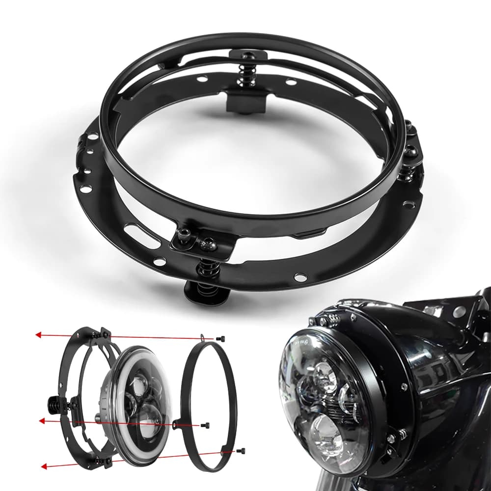 7 Inch Motorcycle LED Headlight Mounting Brackets for Lamp Mounting on Round Ring Headlight for Harley Wrangler