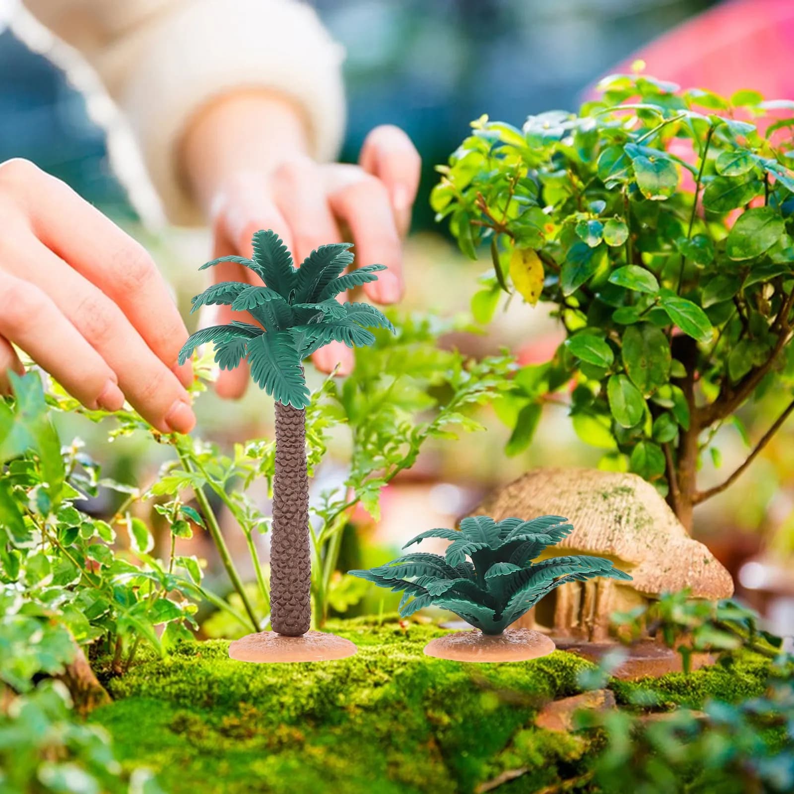 Set di 3 Alberi Artificiali Realistici per Modellismo, Piante in Miniatura per Decorazione Scrivania e Paesaggistica