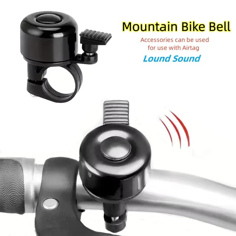 Campanello per bicicletta MTB con supporto AirTag integrato Campanello in lega di alluminio Allarme bici da strada Campanello singolo Accessori per attrezzatura da equitazione