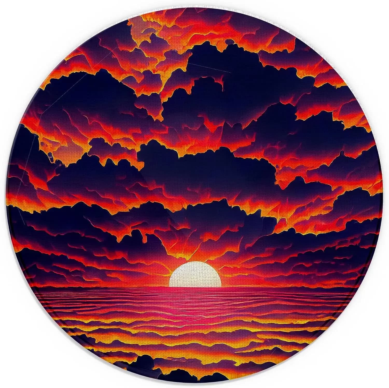 Bellissimo cielo arancione nuvole tramonto divertente tappetino per mouse rotondo con design piccolo tappetino da gioco in gomma antiscivolo ufficio dormitorio computer portatile