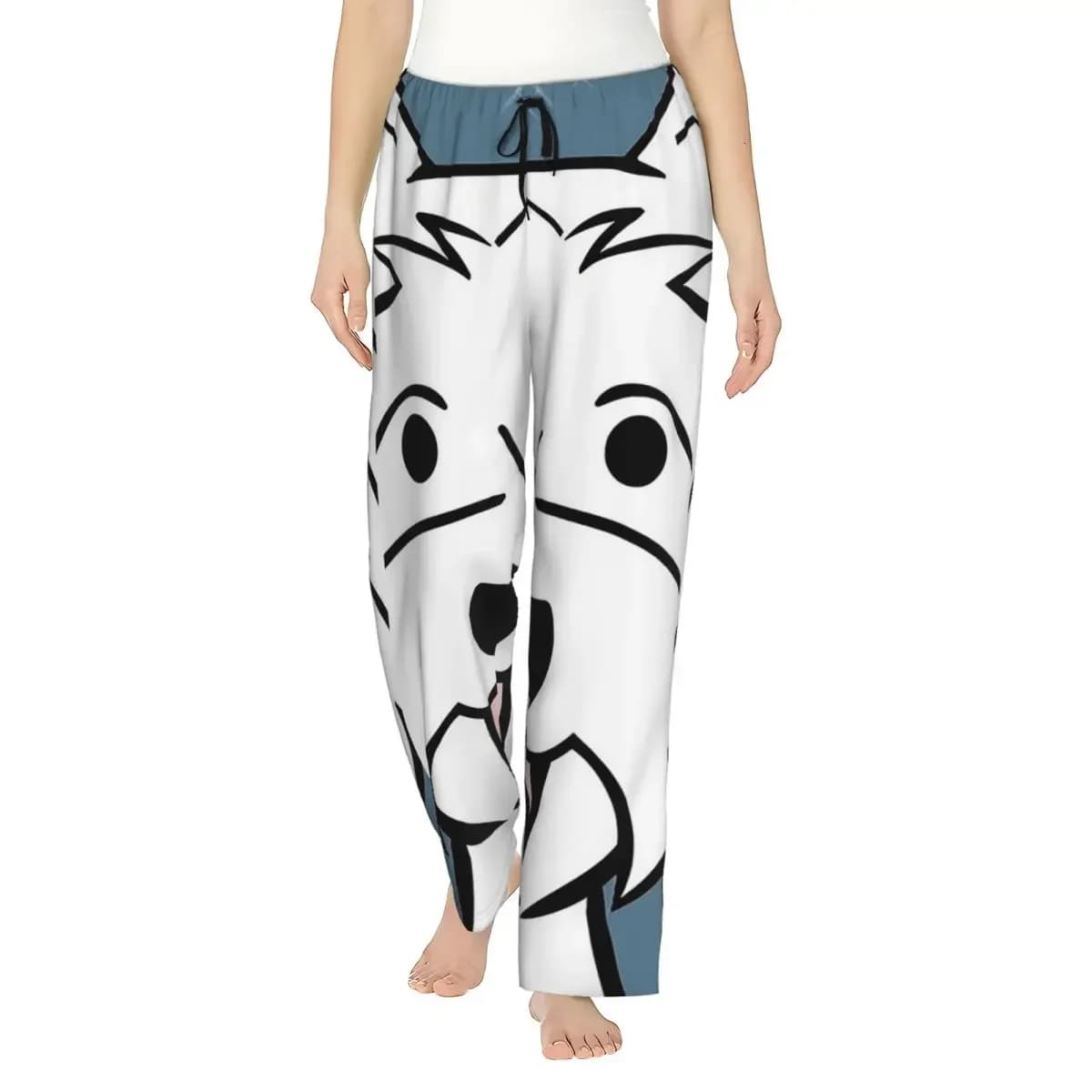 Custom West Highland Terrier - Westies - Westie Dogs - Blue Women Pajama Pants Lounge Sleep Sleepwear Bottoms with Pockets