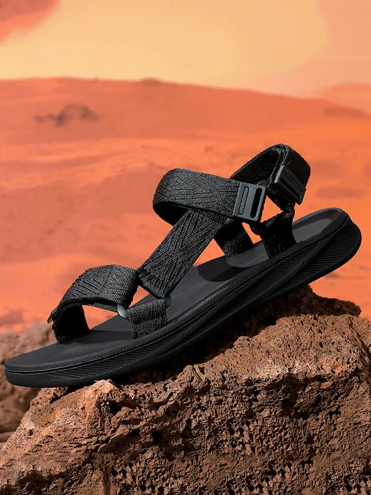 Sandali estivi da uomo per esterni con supporto plantare, soletta in stile yoga, ciabatte da spiaggia aperte modello gladiatore, antiscivolo e resistenti.
