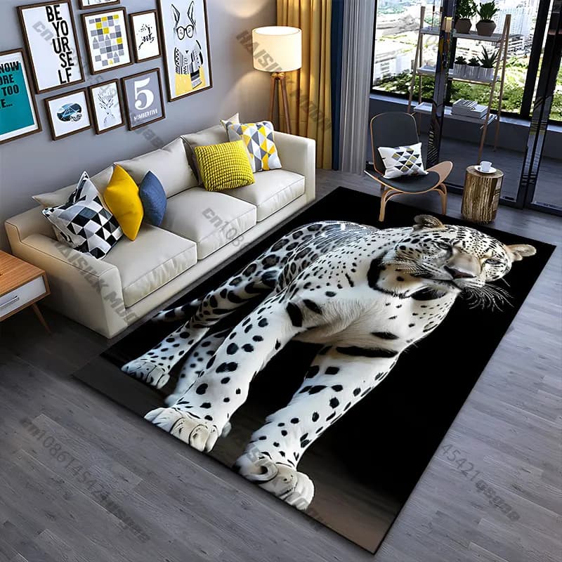 Majestoso tappeto con leopardo dall'aspetto accattivante, tappeto per yoga, decorazione per soggiorno, tappetino per gattonare per bambini, tappetino per zerbino