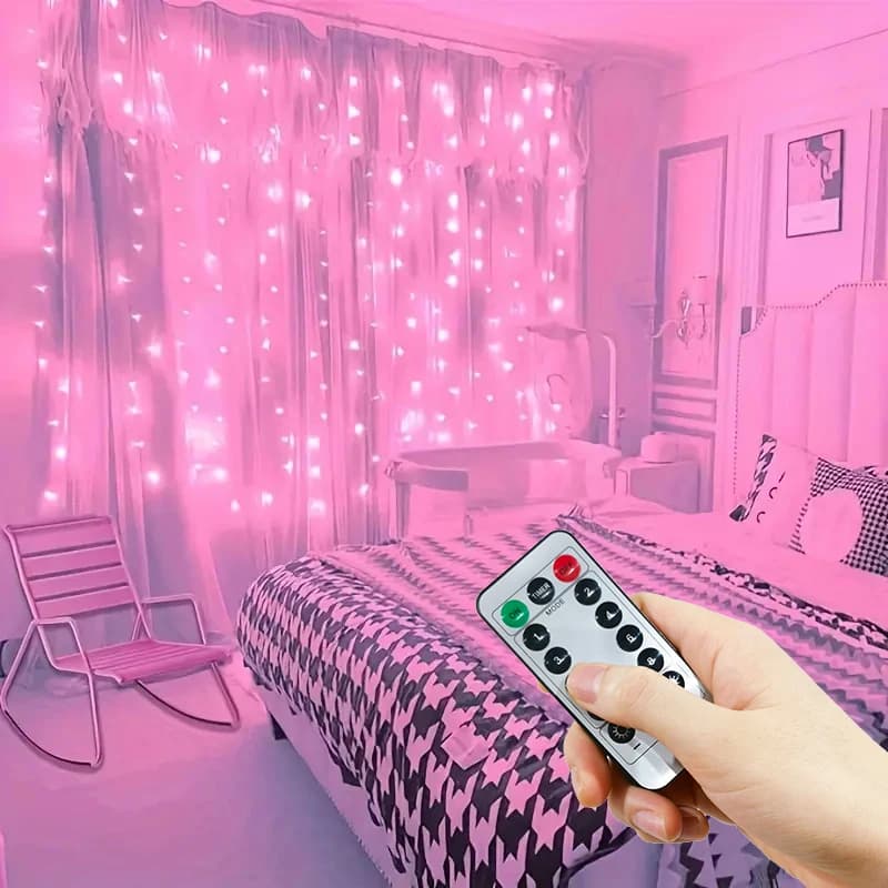 Luci a tenda LED a 8 modalità con USB, decorazione per matrimoni, San Valentino, Natale, per la casa, luci a stringa fai da te