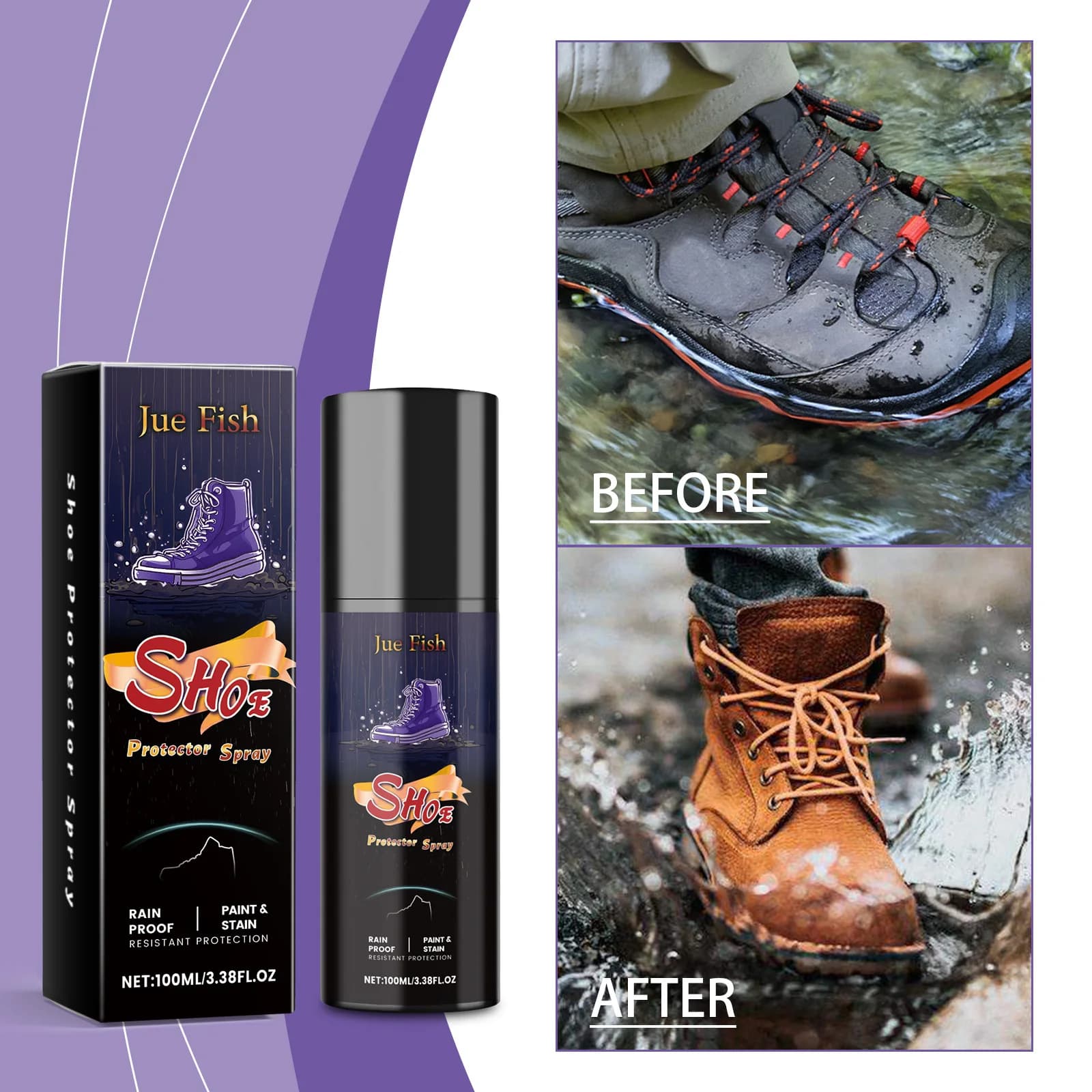 Spray Protettivo per Scarpe 100ML, Pulizia e Protezione Duratura Contro Sporco, Pioggia e Macchie, Spray Impermeabilizzante per Calzature in Pelle Scamosciata e Tela, Sneakers