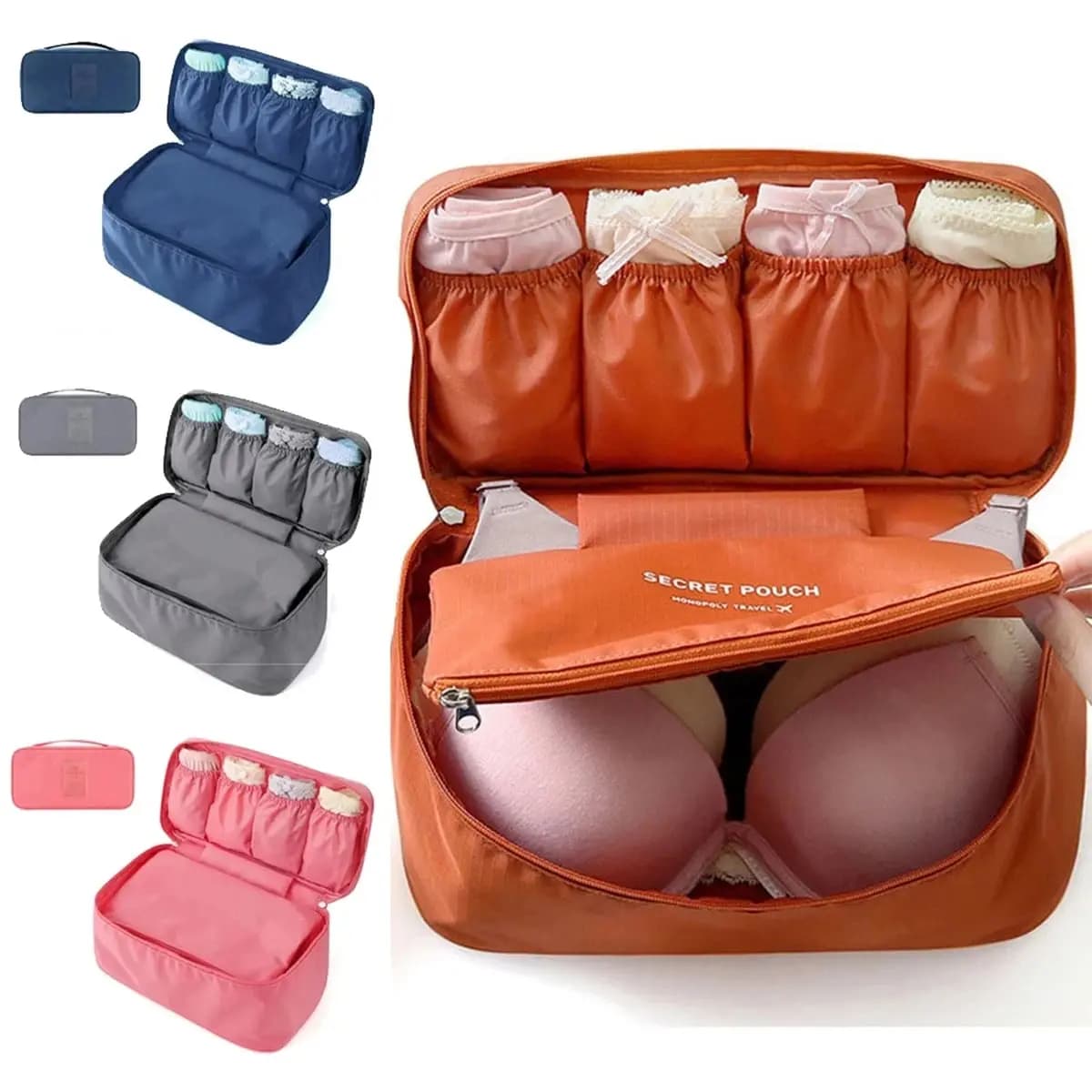 Borsa da viaggio portatile Borsa multifunzione per reggiseno, biancheria intima, organizer, custodia per cosmetici da toilette per viaggi all'aperto
