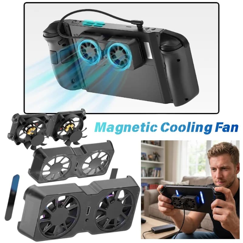 Magnetic Cooling Fan For Steam Deck/XBOX ALLY X/Legion Go Portable USB Game Console Heat Dissipation Cooler Accessory