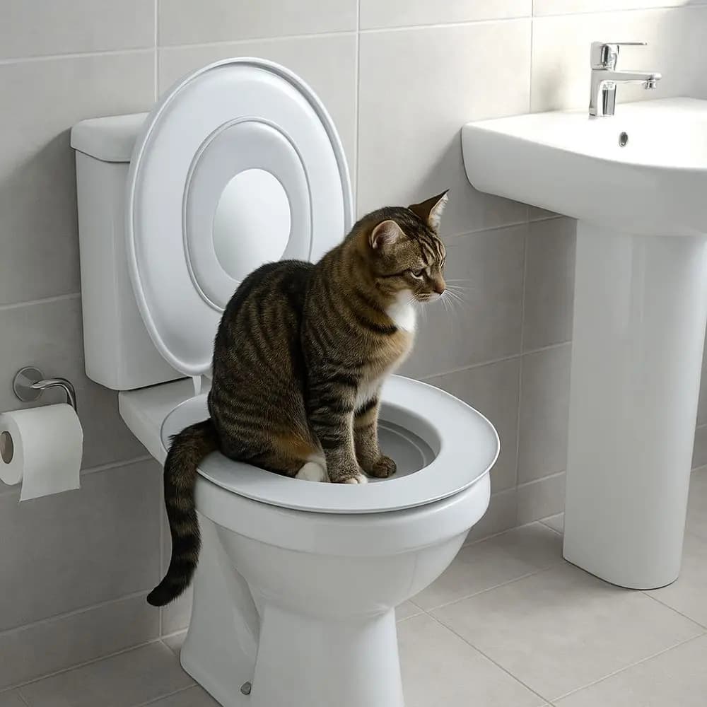 Reusable Cat Toilet Trainer Stable Plastic Cat Potty Trainer with Suction Cup Detachable Cat Litter Box for Cats and Dogs
