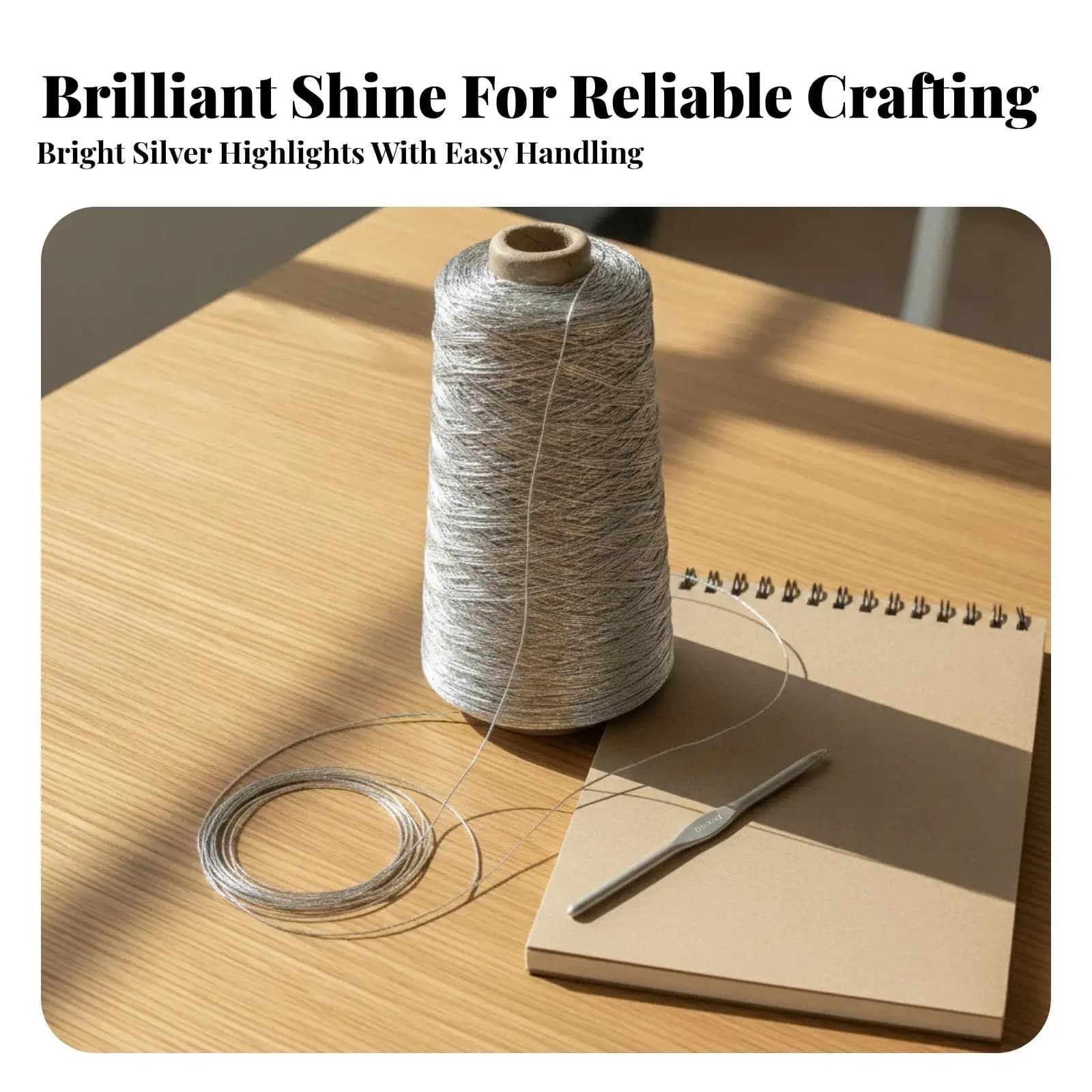 Crochet Yarn Silver Metallic Thread for Knitting Luminous Sparkle Yarn for Handmade Accessories and Art Projects 200g