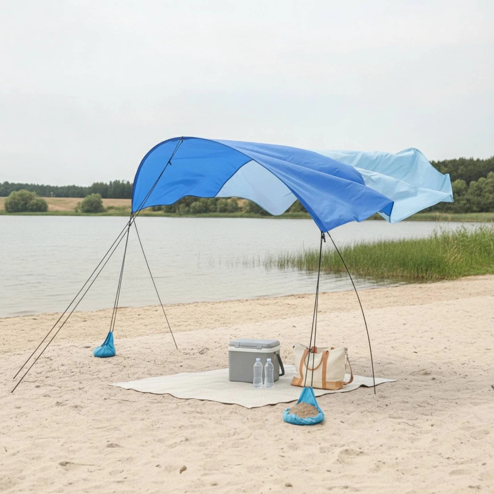Beach Canopy with Carry Bag Arched Beach Sunshade Sun Shelter with Carry Bag Portable Lightweight for Camping