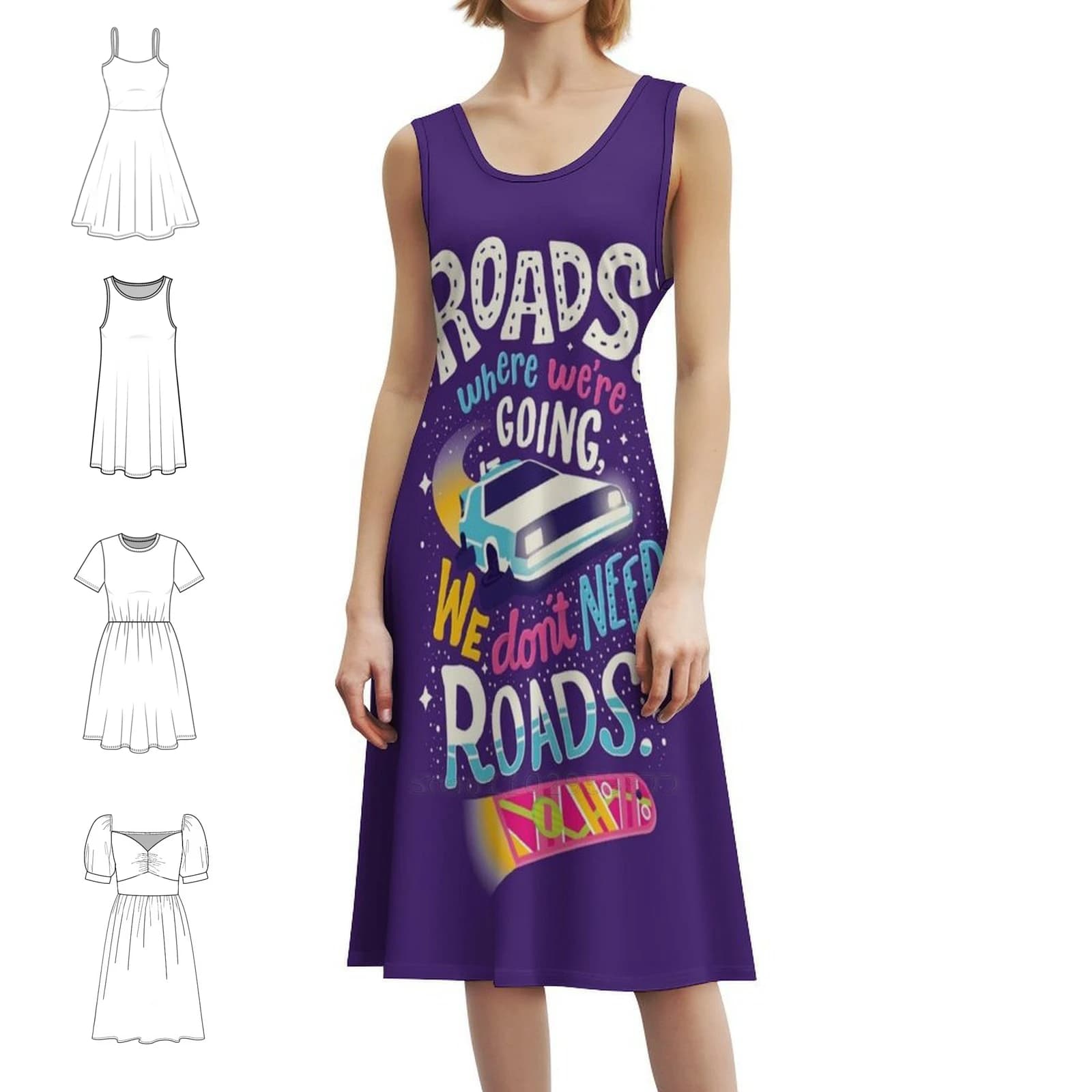 Non abbiamo bisogno di strade Abito stile coreano da donna Elegante abito casual per feste o abbigliamento quotidiano Abito con scritte cultura pop