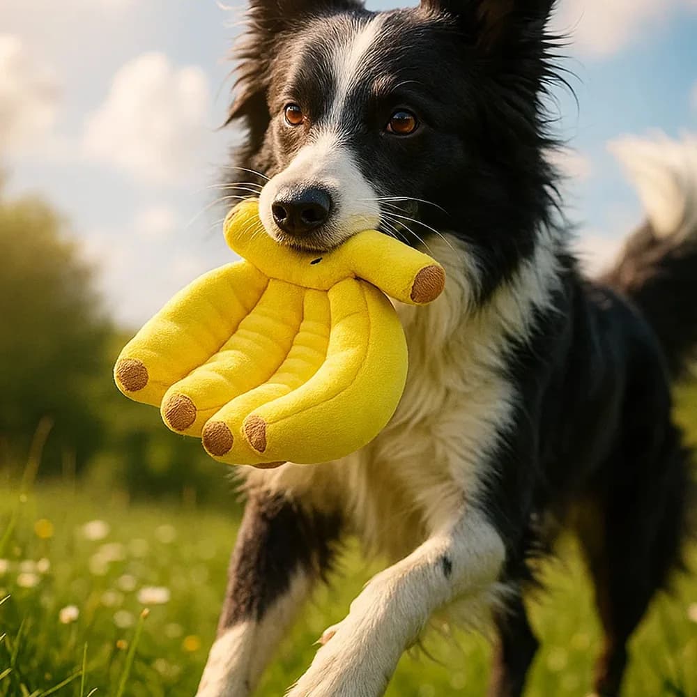 Fruit Shaped Banana Dog Toy Fluffy Squeaky Chew Toy Durable Teething Accessory Interactive Entertainment Supplies Different Size