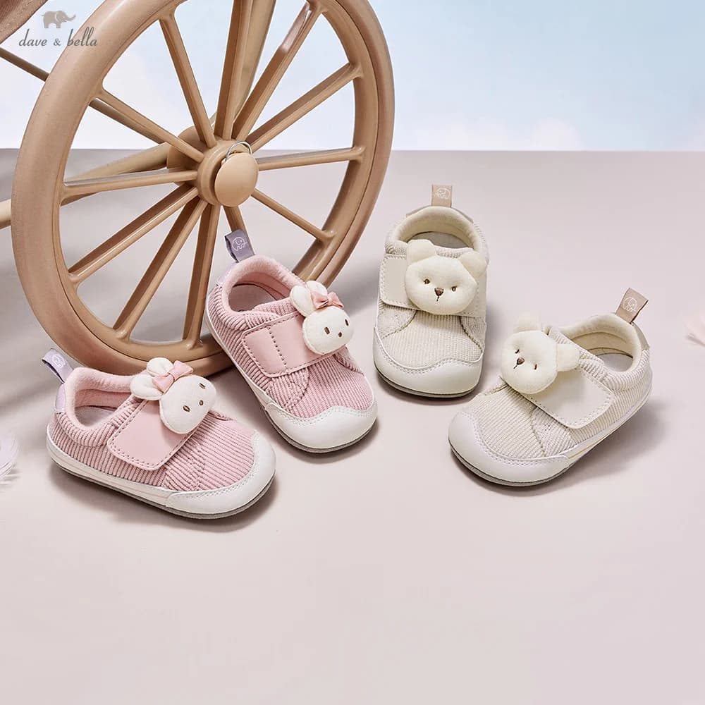 Dave Bella Shoes for Baby Girls Boys Autumn Toddler Shoes Spring Soft Soled First Walkers Rabbit Pink Children Casual DB3262844