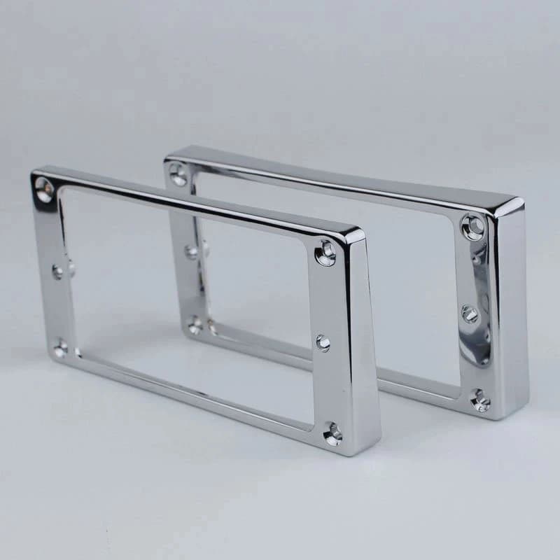 Metal Humbucker Pickup Mount Set with Curved Guyker Bottom - Cover Frame for Bridge and Neck Pickups with Low Style Les Paul LP