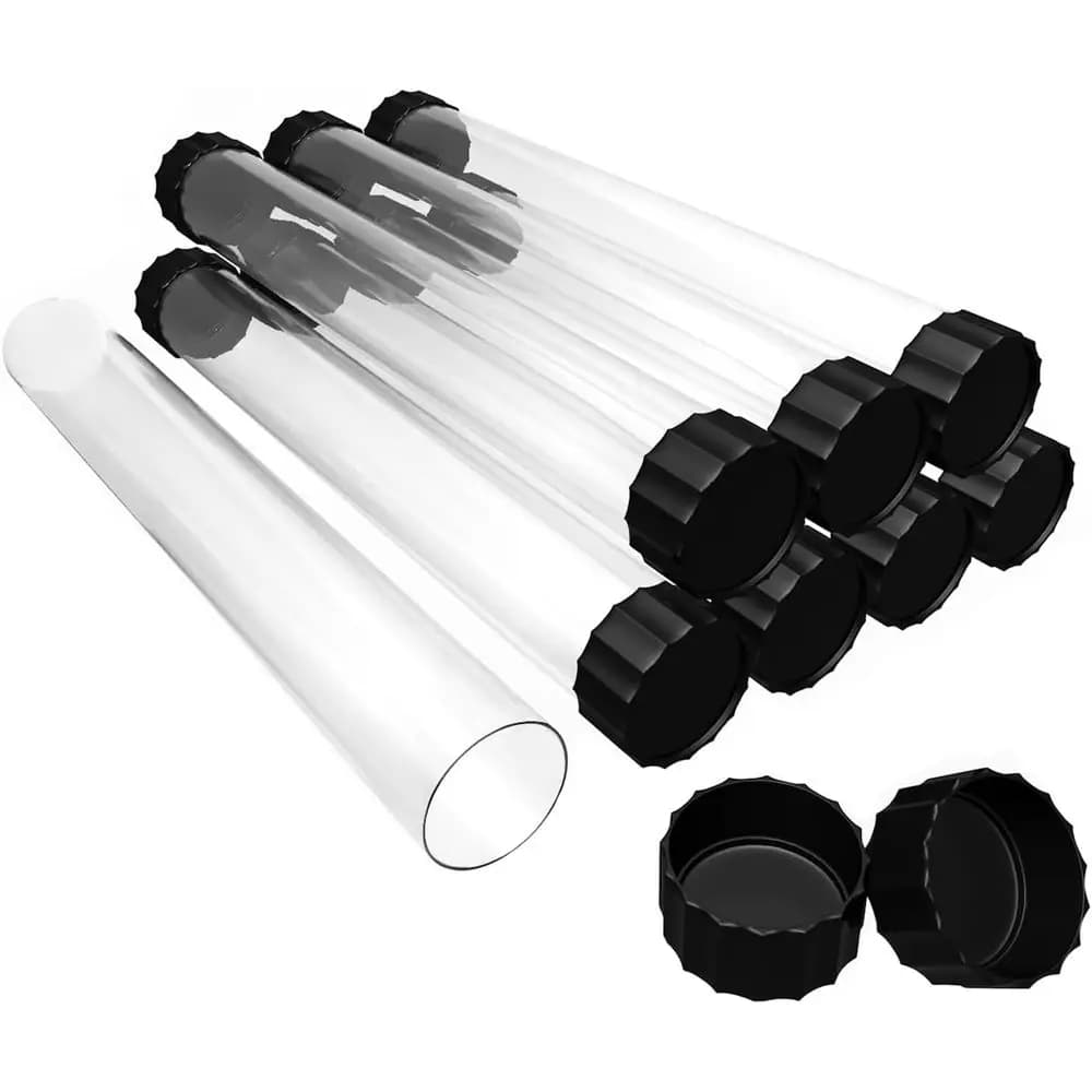 Tubi di plastica trasparenti per spedizioni GGOUTPY, confezione da 8 tubi per poster da 1,4x15,35 pollici, bastoncini di incenso, opere d'arte e documenti