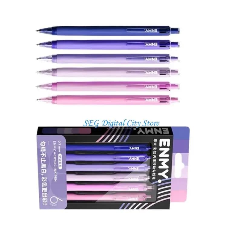 U75B 6 pezzi penna gel acrilico colorato penna gel acrilico retrattile 0,7 mm punta media per diari viaggio schizzi e appunti