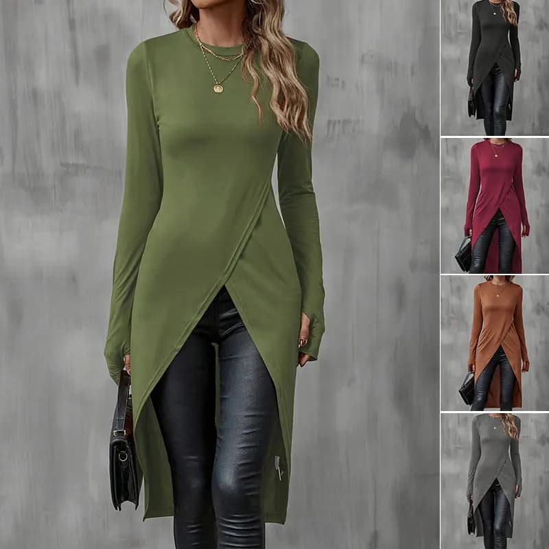 Women's Plus Size Long T-Shirt 2024 Autumn Slimming Casual Advanced Sense Temperament Fashionable Plus Size Women's Wear