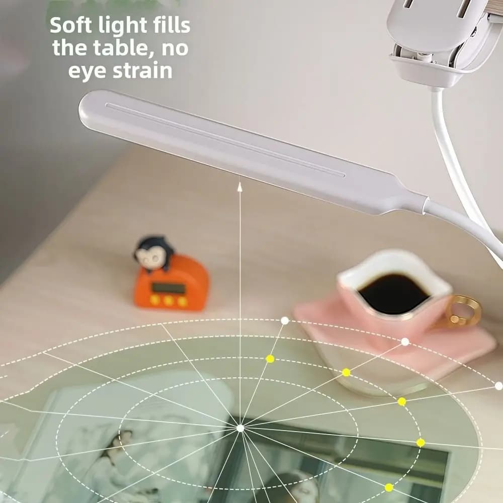 Lampada da lettura a LED con controllo touch USB ricaricabile con lampada da letto notturna a clip Lampade da scrivania pieghevoli pieghevoli con morsetto portatile