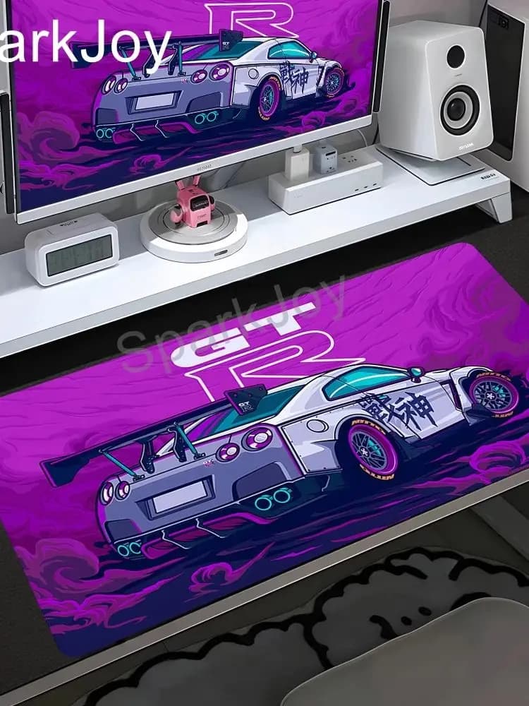 Tappetino per mouse Cars Lightning con stampa HD, per computer, per giocatori, con bordo bloccabile, antiscivolo, XL 90x40 cm, per tastiera, PC, auto da corsa, tappetini da scrivania