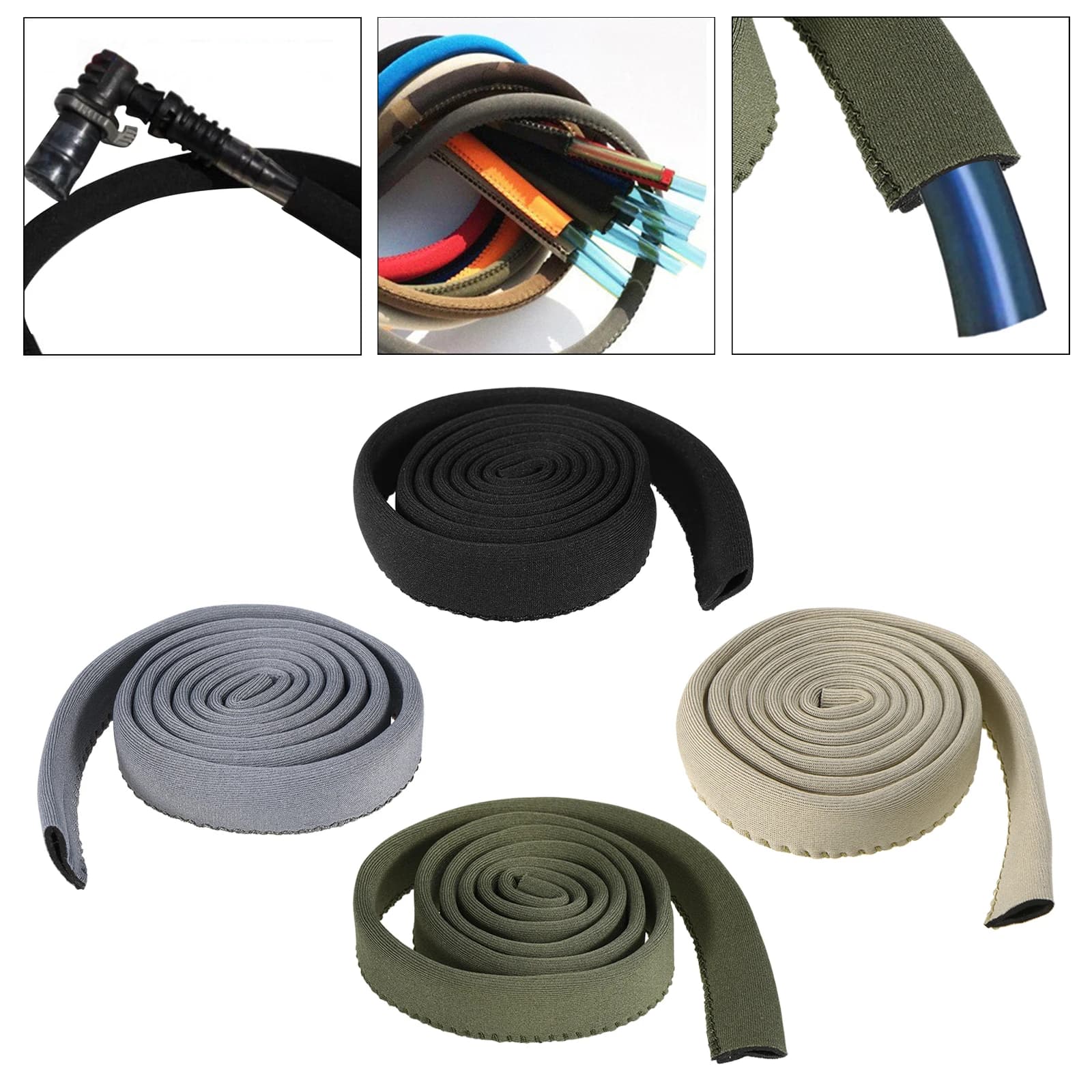Protective cover for hose for neoprene water bladder, hydration pack, beverage tube, water bag accessories for camping excursions