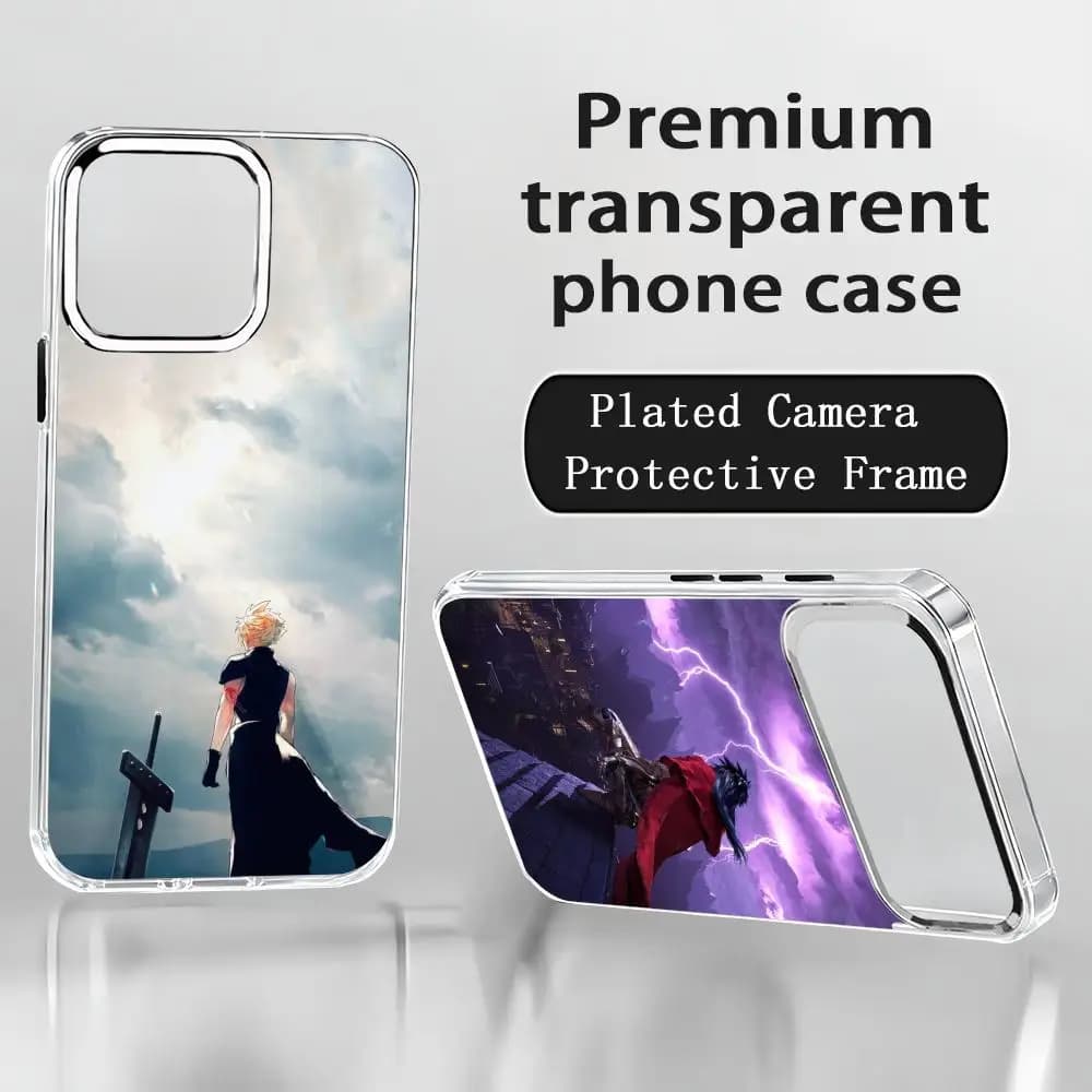 Hot FINAL FANTASY VI REBIRTH cool Phone Case For iPhone 17 16 15 14 13 12 11 Pro Max Plus Chrome Button Camera Ring Transparent