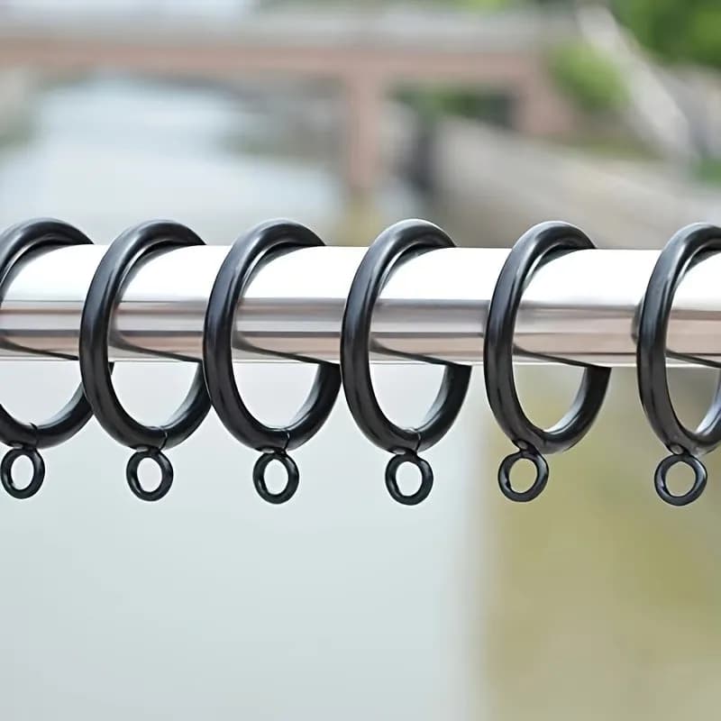 34 pcs 38mm Curtain Rings with Holes Black Iron Material, designed for Living Room Window Curtain, Smooth Sliding On Rod
