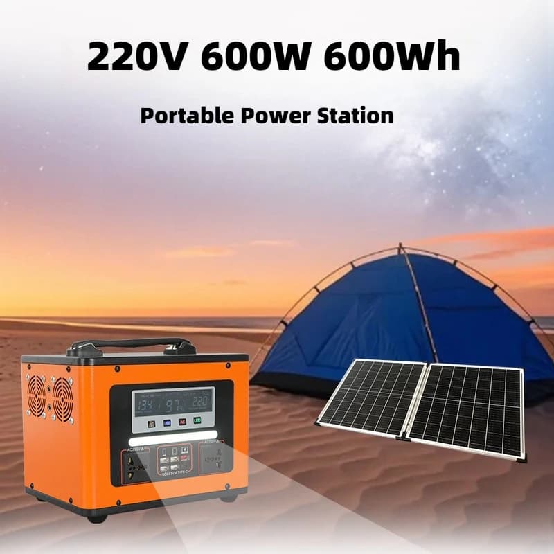 Stazione di Alimentazione Portatile 220V 600W per Campeggio all'Aperto, Alimentatore di Emergenza AC 600Wh, Batteria di Backup per Viaggi, Pesca, Streaming Live