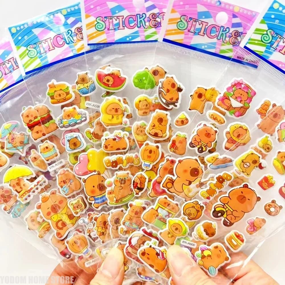 12 Lenzuola Carino Capibara Bubble Adesivi Kawaii 3D Adesivi Anime Cartoon Casuale Adesivo FAI DA TE Per Scrapbooking Forniture Mestiere