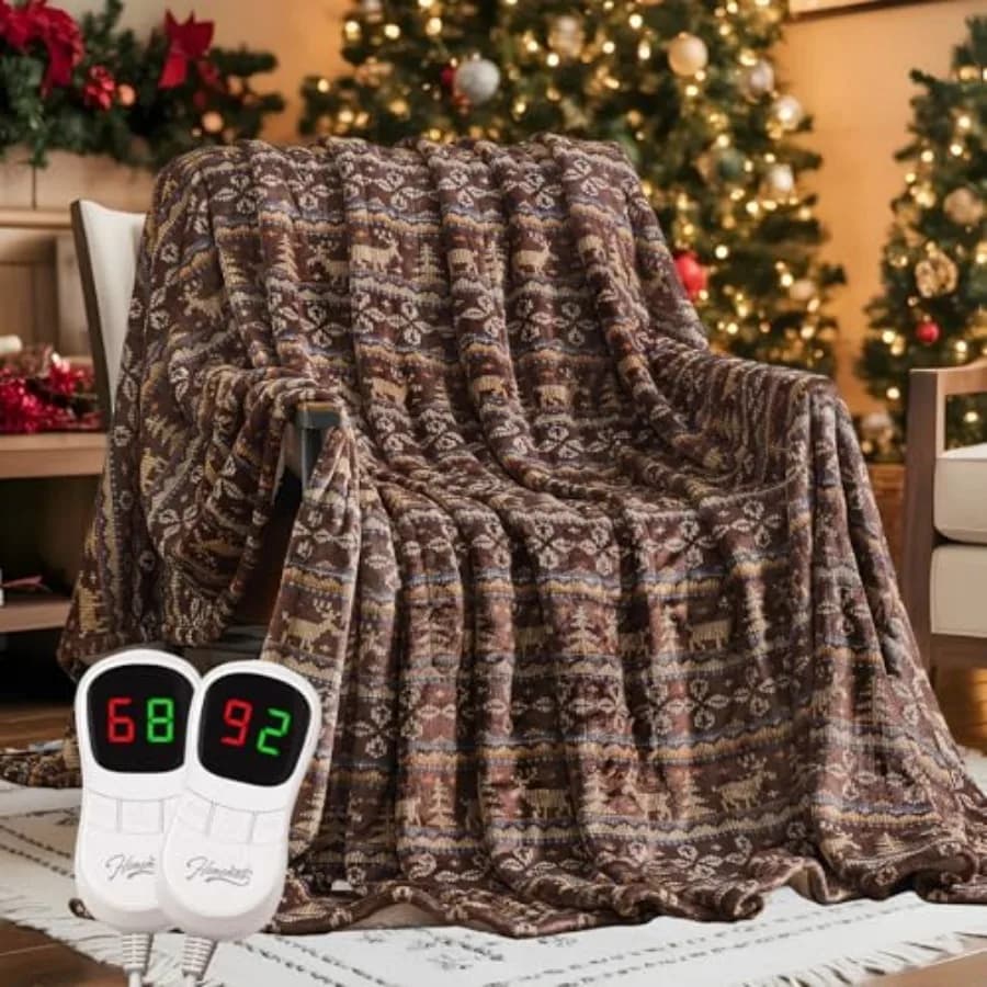 Coperta Elettrica Riscaldata Misura Queen - 213x229 cm, 10 Livelli di Riscaldamento Rapido, Spegnimento Automatico Dopo 8 Ore, Ultra Morbida e Confortevole in Flanella
